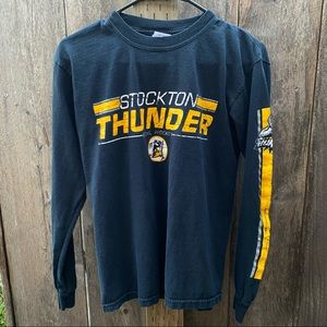 Gildan Stockton Hockey Thunder Black / Yellow Long Sleeve Shirt Men Size Small